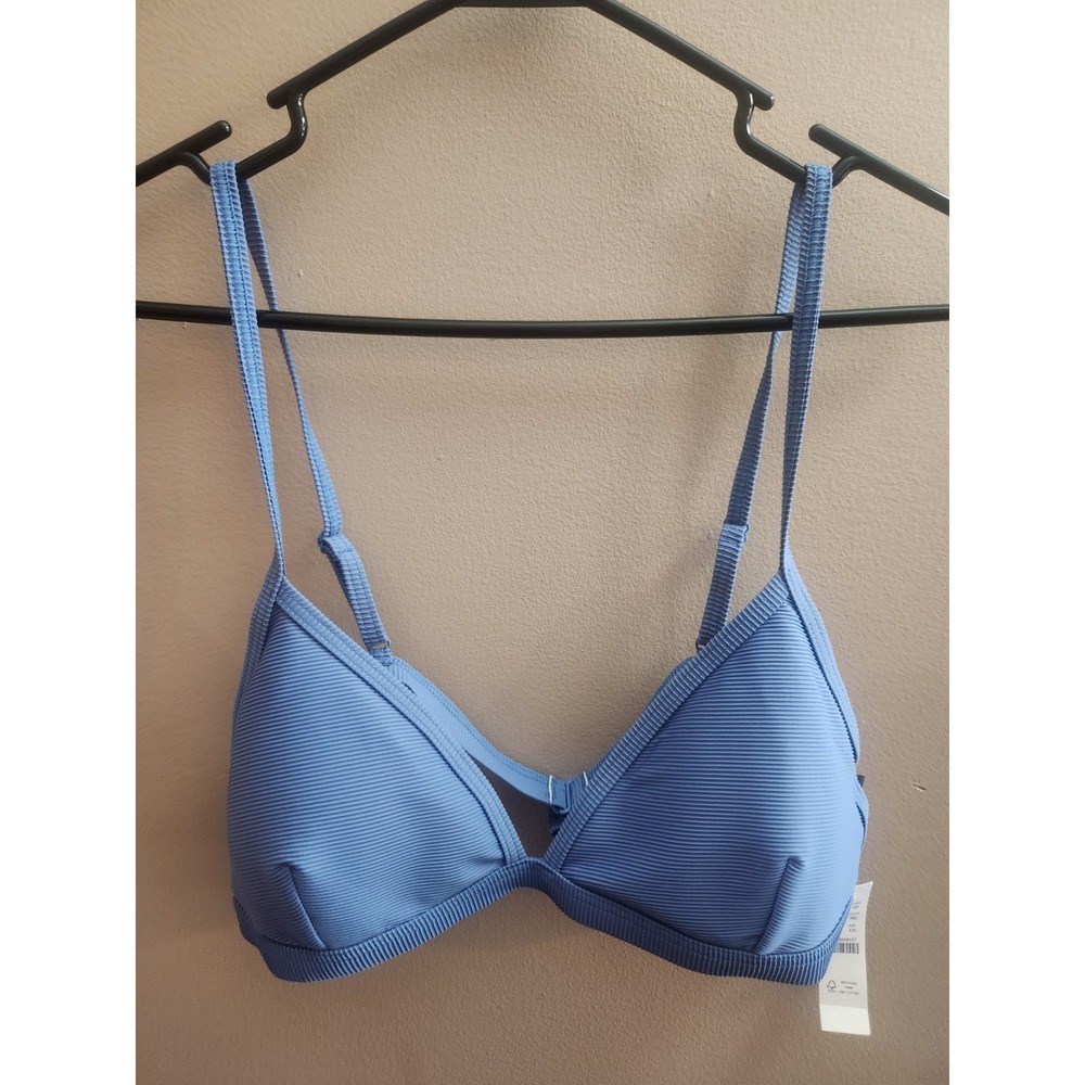 J. Crew Swimsuit Ribbed Triangle Bikini Top Size XXL Periwinkle Blue NWT